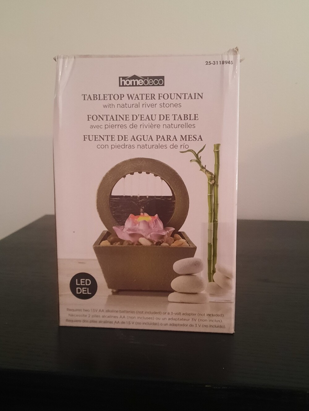 homedeco Tabletop Water Fountain - Brown with Pink Flower